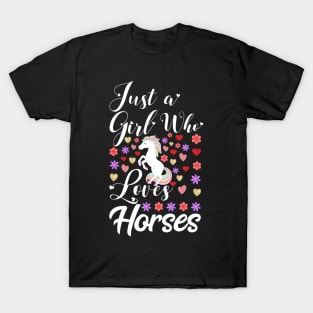 Cute Horse Just a Girl who Loves Horses Graphic Horse T-Shirt